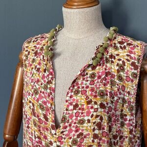 Poupette St Barth‎ Button Down Maxi Dress | Size L | Sleeveless Floral Babydoll